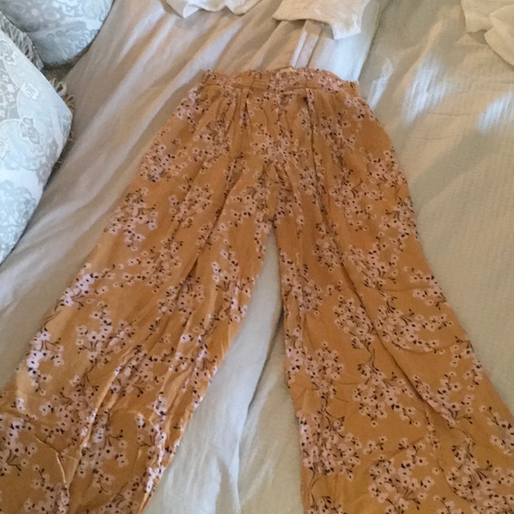 Yellow/gold flower “boho” style pants.